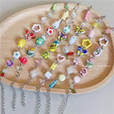 Colorful Butterfly Ceramic Beads Bracelet Glaze Jewelry DIY