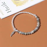 Rose Quartzs Gray Wings Charm Bracelet Stone Beads Bangles