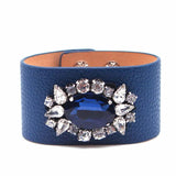 Leather Bracelet Rhinestone Charm Jewelry Bangle