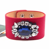 Leather Bracelet Rhinestone Charm Jewelry Bangle