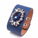 Leather Bracelet Rhinestone Charm Jewelry Bangle