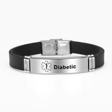 Men's Steel Silicone Alert ID Bracelets - Diabetes Epilepsy A