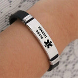 Men's Steel Silicone Alert ID Bracelets - Diabetes Epilepsy A