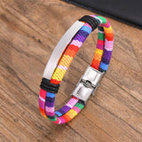 Stainless Steel ID Tag Bracelet for Men, Boho Rope Chain Wristband