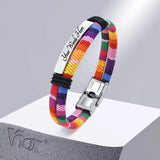 Stainless Steel ID Tag Bracelet for Men, Boho Rope Chain Wristband