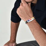 Stainless Steel ID Tag Bracelet for Men, Boho Rope Chain Wristband