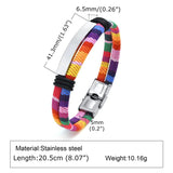 Stainless Steel ID Tag Bracelet for Men, Boho Rope Chain Wristband
