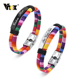 Stainless Steel ID Tag Bracelet for Men, Boho Rope Chain Wristband