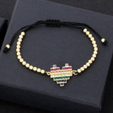 Nidin Heart Bracelet Copper Zircon Adjustable Bead Bracelet