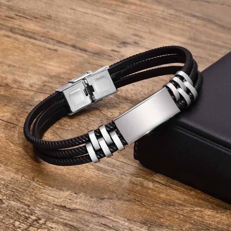 Waterproof Silicone Bracelet with Stainless Steel ID Tag Nameplate