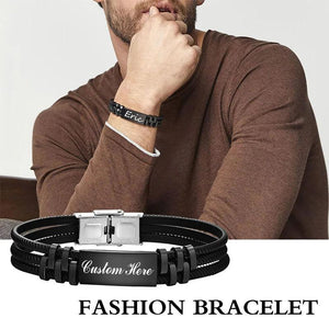 Waterproof Silicone Bracelet with Stainless Steel ID Tag Nameplate