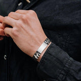 Waterproof Silicone Bracelet with Stainless Steel ID Tag Nameplate