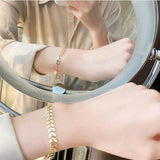 Vintage Pearl Bracelets Stainless Steel Leaves Gift