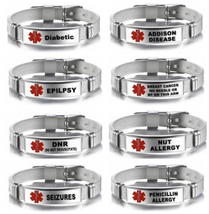 Customized Allergy Alert Bracelet Stainless Steel Mesh Wristband