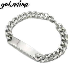 Gokadima Stainless Steel ID Bracelet Chain Cuff, WB001