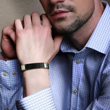 Engrave Silicone Bracelet, Stainless Steel ID Tag Wristband Unisex Jewelry