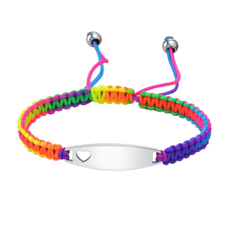 Newborns Baby Bracelet, Stainless Steel Bangle with Adjustable Colored Chain