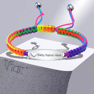 Newborns Baby Bracelet, Stainless Steel Bangle with Adjustable Colored Chain
