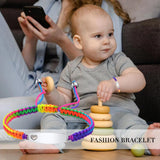 Newborns Baby Bracelet, Stainless Steel Bangle with Adjustable Colored Chain