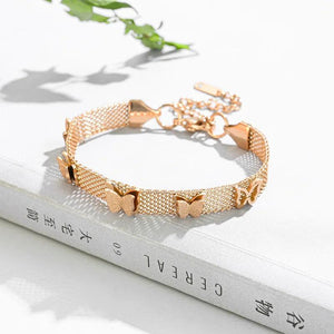 Double Layer Matte Butterfly Mesh Chain Bracelets for Women