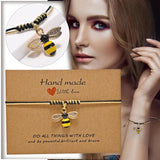 Bee Braided Bracelet Personalized Card Hand Woven Jewelry