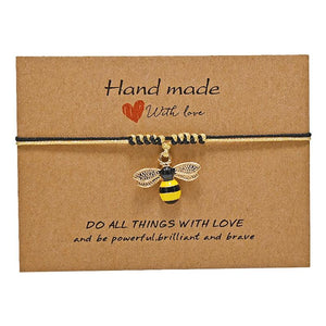 Bee Braided Bracelet Personalized Card Hand Woven Jewelry