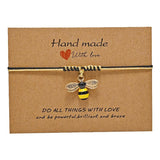 Bee Braided Bracelet Personalized Card Hand Woven Jewelry