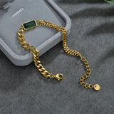 Stainless Steel Emerald Green Chain Bracelet for Women Men
