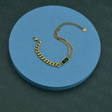 Stainless Steel Emerald Green Chain Bracelet for Women Men
