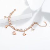 Stainless Steel Butterfly Bracelets Double Layer Chain Women Party Jewelry