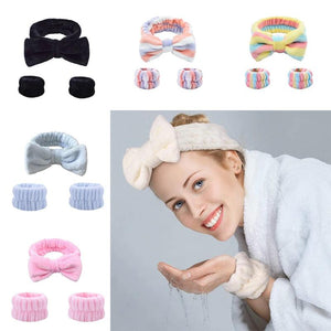 3Pcs/Set Toiletry Makeup Headband Wrist Strap Women's Bracelet Scrunchie Striped