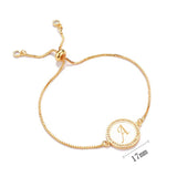 Shell Zircon Letter Charm Bracelet Copper A-Z Initial Chain Women's Jewelry