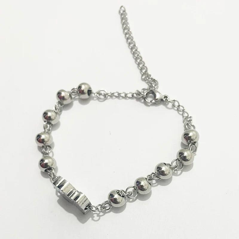 Spain Style T++S Logo Adjustable Stainless Steel Bear Beads Bracelet