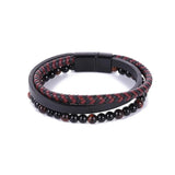 Handwoven Natural Stone Leather Bracelet Men's Jewelry