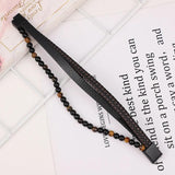 Handwoven Natural Stone Leather Bracelet Men's Jewelry
