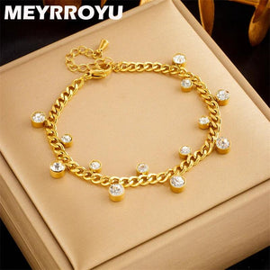 316 SS Golden Zircon Pendant Bracelet for Women Jewelry Accessory