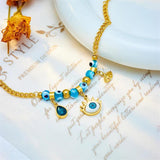 316 Stainless Steel Zircon Eyes Pendant Bracelet for Women