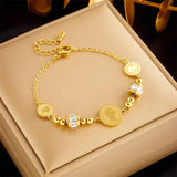 316 Stainless Steel Golden Portrait Pendant Bracelet for Women