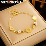 316 Stainless Steel Golden Portrait Pendant Bracelet for Women