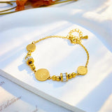 316 Stainless Steel Golden Portrait Pendant Bracelet for Women