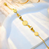 316 Stainless Steel Golden Portrait Pendant Bracelet for Women