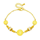 316 Stainless Steel Golden Portrait Pendant Bracelet for Women