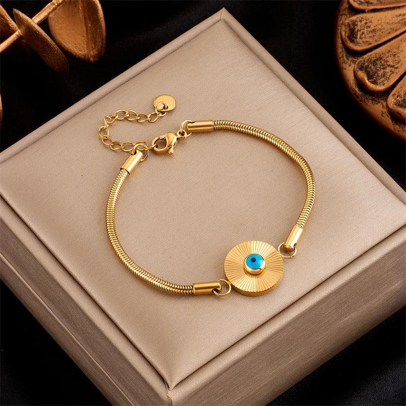 316 SS Vintage Eyes Charm Bracelet Wedding Jewelry