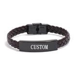 Engraved Leather Wristband Bracelet Faith Hope Love