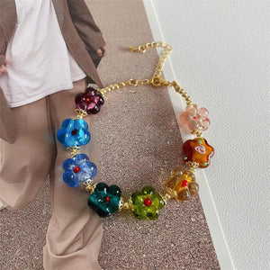 Natural Stone Bracelet with Amethysts Turquoises Tourmalines Aquamarines Beads