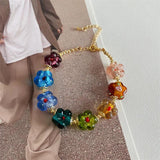 Natural Stone Bracelet with Amethysts Turquoises Tourmalines Aquamarines Beads