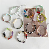 Natural Stone Bracelet with Amethysts Turquoises Tourmalines Aquamarines Beads