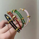 Adjustable Steel Wire Couple Bracelet, Large Hole Beads, Party Jewelry Gift