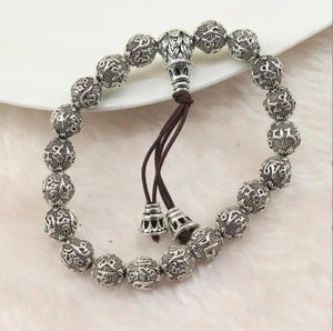 Tibetan Silver Beads Rope Bracelet for Men