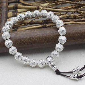 Tibetan Silver Beads Rope Bracelet for Men